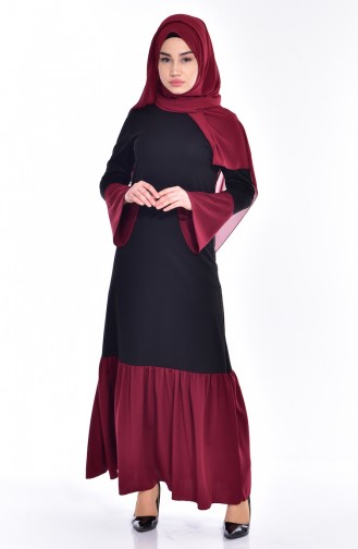 Claret Red Hijab Dress 0154-04