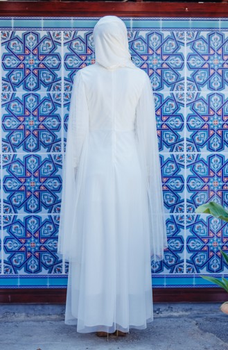 Robe de Soirée Paillette Grande Taille 3004-01 Ecru 3004-01