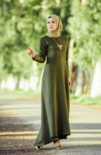 Khaki Hijab Dress 5058-02