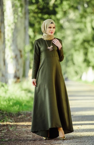 Khaki Hijab Dress 5058-02