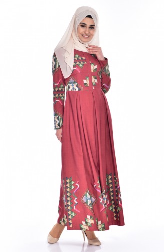 فستان بتصميم مطبع مع سحاب  0103A-04