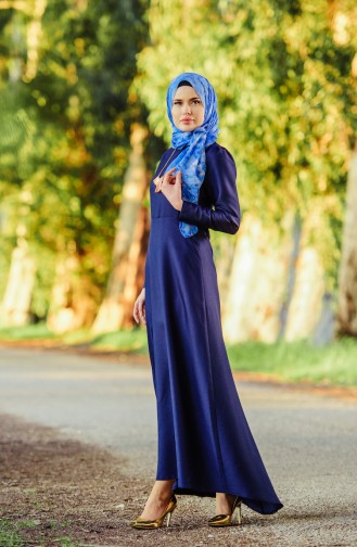 Kuyruklu Elbise 5058-04 Lacivert