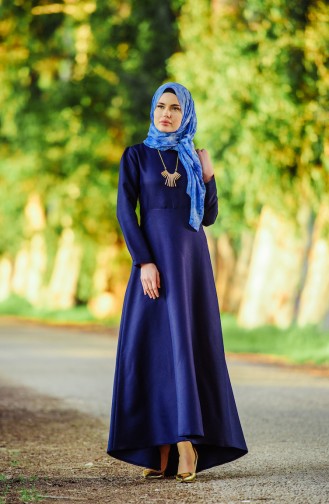 Kuyruklu Elbise 5058-04 Lacivert
