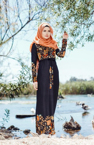 Black Hijab Dress 5502-03
