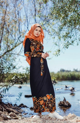 Black Hijab Dress 5502-03