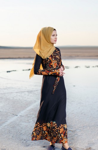 Navy Blue Hijab Dress 5502-02