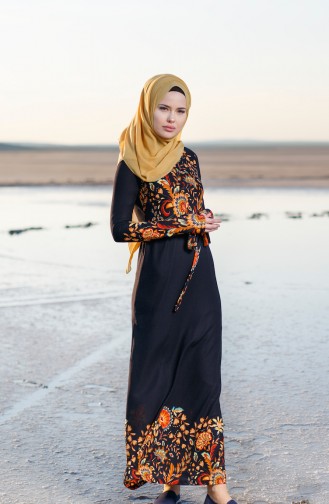 Navy Blue Hijab Dress 5502-02