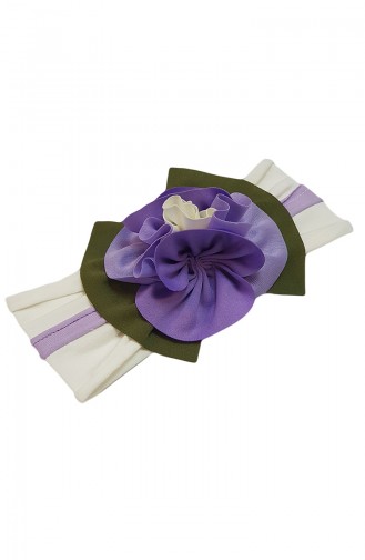 Bandana Accessoires Fleurs NB49 Ecru-Lila-Pourpre 49