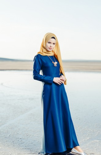 Petrol Hijab Dress 5058-07