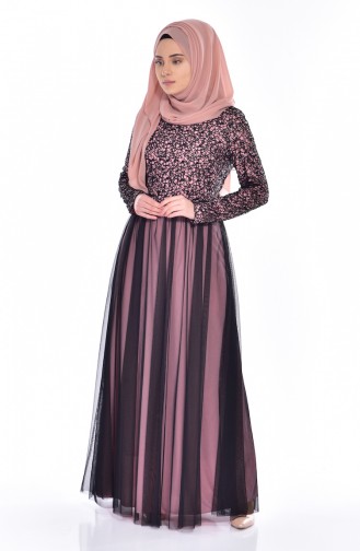 Black Hijab Evening Dress 52665-14
