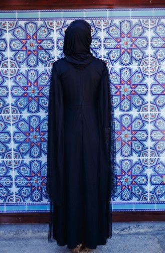 Black Hijab Evening Dress 3004-03