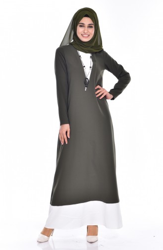 Khaki Hijab Dress 0154-04