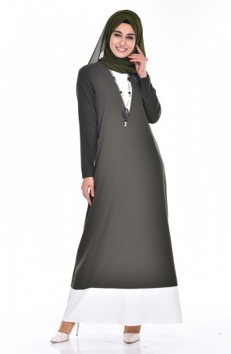 Khaki Hijab Dress 0154-04