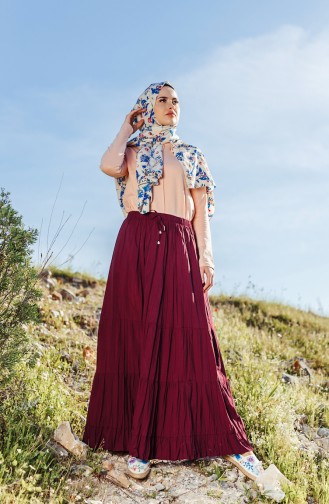 Dark Plum Wrinkle Look Skirt and Pants 1040-08