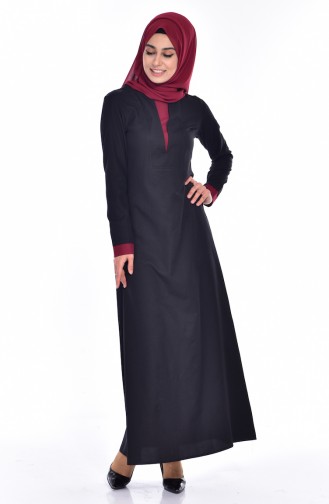 Weinrot Hijab Kleider 2930-01
