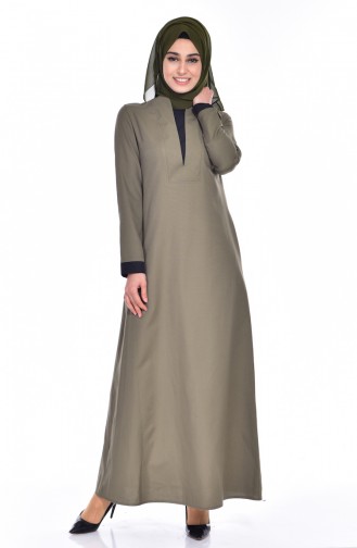 Khaki Hijab Kleider 2930-05