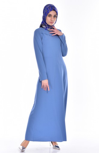 Kleid mit Knöpfen 4438-02 Helles Blau 4438-02