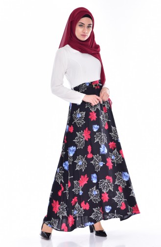 فستان بتصميم مطبع مع حزام خصر  2268-03