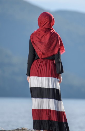 Claret Red Wrinkle Look Skirt and Pants 1030-06