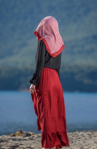 Claret Red Wrinkle Look Skirt and Pants 1020-04