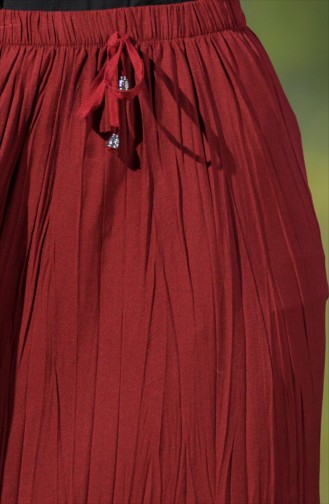 Claret Red Wrinkle Look Skirt and Pants 1040-04