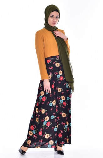 Mustard İslamitische Jurk 5738-02