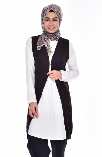 Triko Yelek 2102-13 Kahverengi