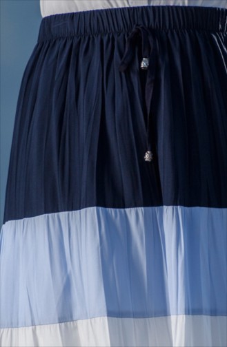 Navy Blue Wrinkle Look Skirt and Pants 1030-04
