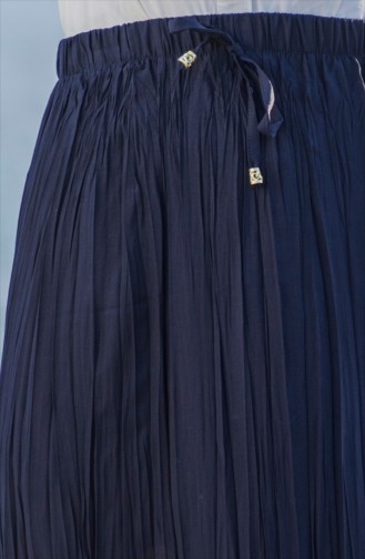 Navy Blue Wrinkle Look Skirt and Pants 1060-03