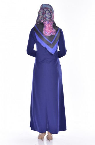Navy Blue Hijab Dress 4438-04