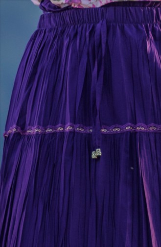 Purple Wrinkle Look Skirt and Pants 1050-11