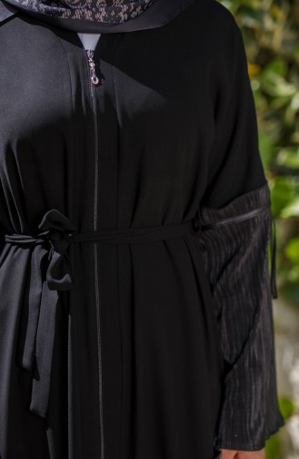 Patchwork Abaya mit Reißverschluss 7744-02 Schwarz 7744-02