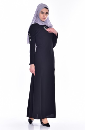 Kleid mit Apolet aus Strassstein 3384-04 Schwarz 3384-04