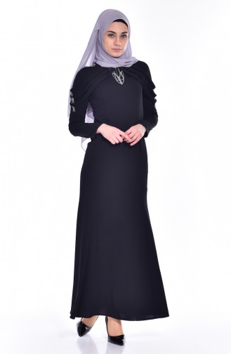 Kleid mit Apolet aus Strassstein 3384-04 Schwarz 3384-04