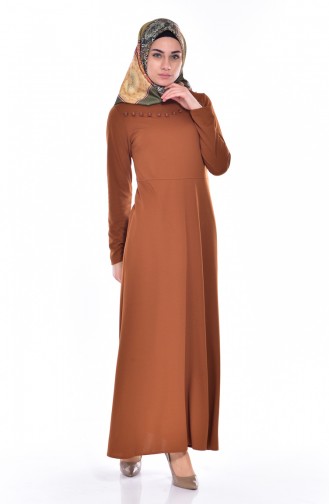 Tan Hijab Dress 4438-09