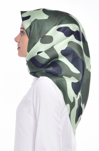 Echarpe Taffetas a Motifs Camouflage 95043-06 Vert 06