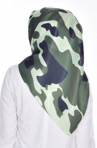 Echarpe Taffetas a Motifs Camouflage 95043-06 Vert 06