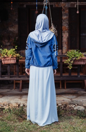 Hooded Denim Coat 7057-01 Blue 7057-01