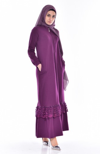 Abaya Sport Détail Dentelle 8114-05 Plum 8114-05