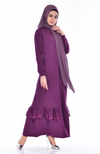 Abaya Sport Détail Dentelle 8114-05 Plum 8114-05