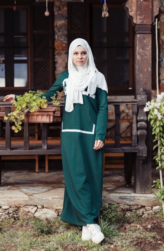 Emerald Green Hijab Dress 8098-03