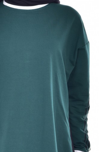 BWEST Striped Sweatshirt 8071-05 Emerald Green 8071-05