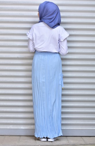 Baby Blue Wrinkle Look Skirt and Pants 1070-02