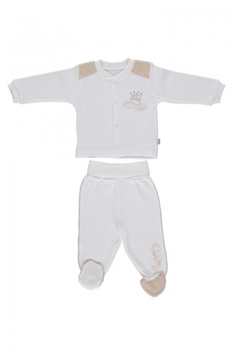 Bebetto Cotton Mini Pajama Set F942BJ-01 Beige 942BJ-01