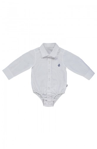 قميص لحديثي الولادة بتصميم قطن K1805-BYZ-01 لون أبيض 1805-BYZ-01