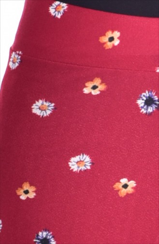 Çiçek Desenli Bol Paca Pantolon 4061-01 Bordo