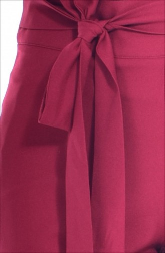 Wide Leg Trousers with Belt 0125-12 Burgundy 0125-12