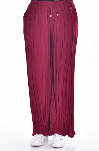 Claret Red Wrinkle Look Skirt and Pants 1080-04