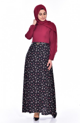 فستان بتصميم مطبع مع حزام خصر  2271-02