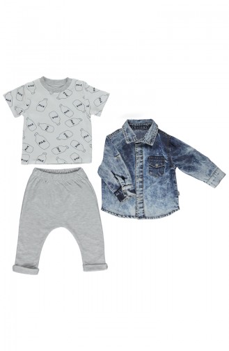 Bebetto  Baby 3 Pisces Shirt Suit K1798-GR-01 Gray 1798-GR-01